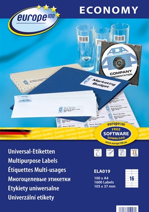 Avery Europe 100 universal label 105 x 37.1 mm, 1600 pcs.